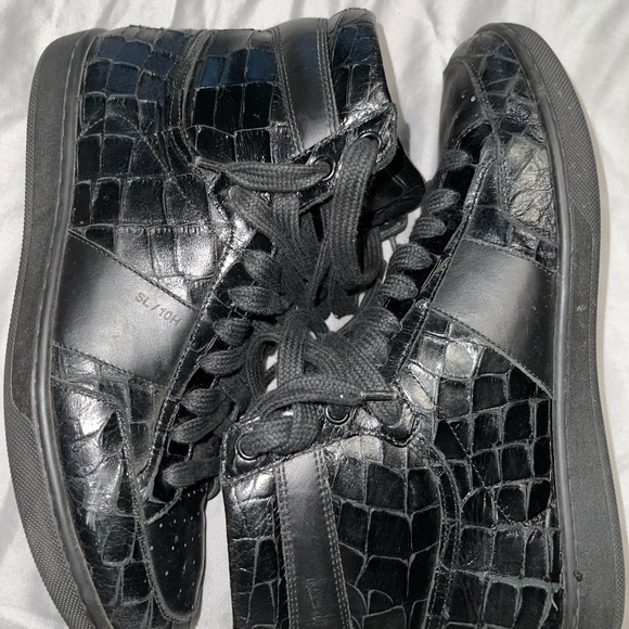 Saint Laurent Patent Croc-Effect Leather High-Tops